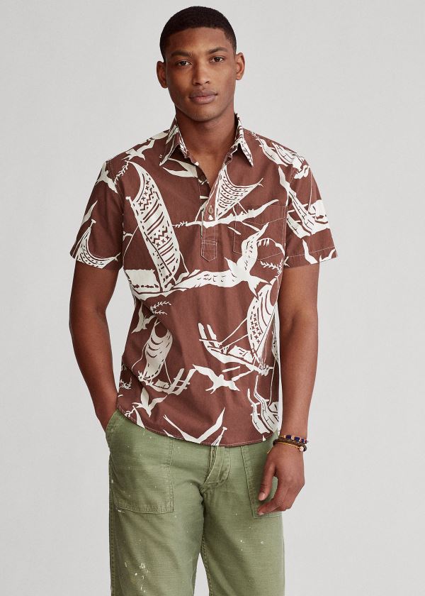 Men's Polo Ralph Lauren Kon-Tiki Poplin Popover Shirts | 683174FWC